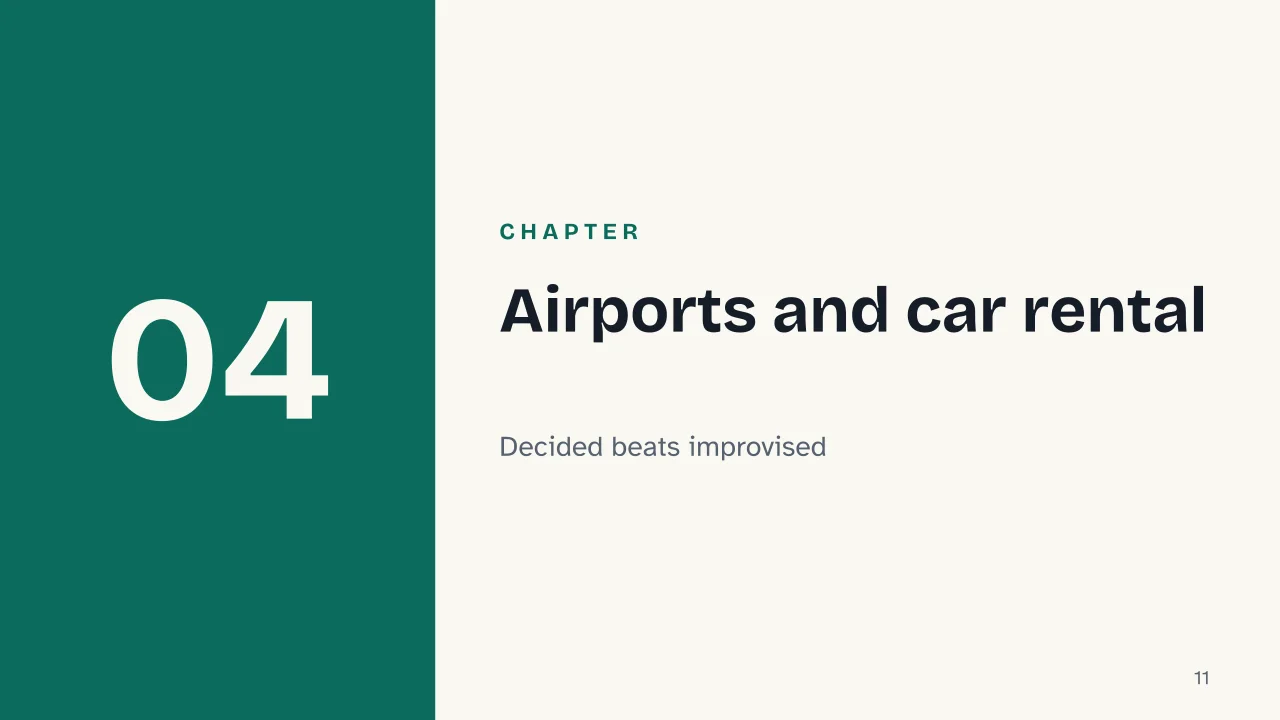 Slide 11 of the presentation on Local Transportation While Traveling: Chapter 04: Airports and car rental