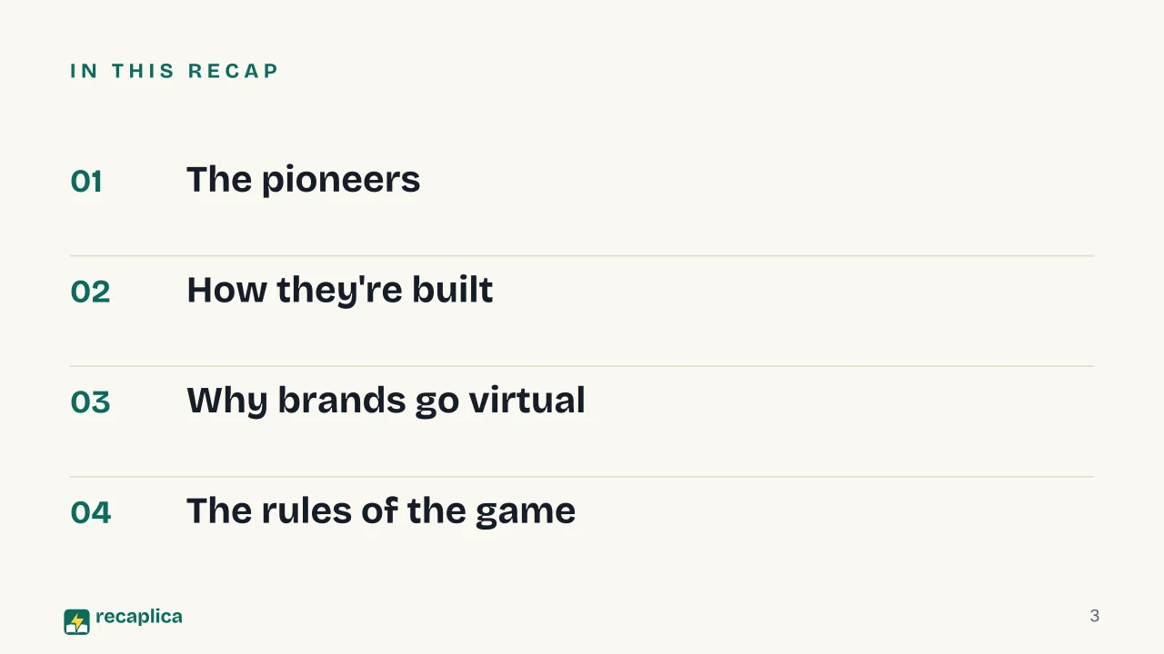 Slide 3 of the presentation on Virtual influencers: In this Recap
