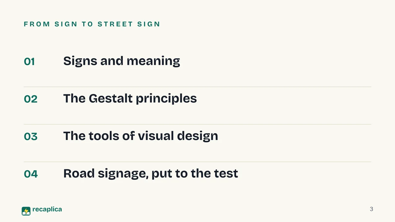 Slide 3 of the presentation on Visual Communication: From sign to street sign