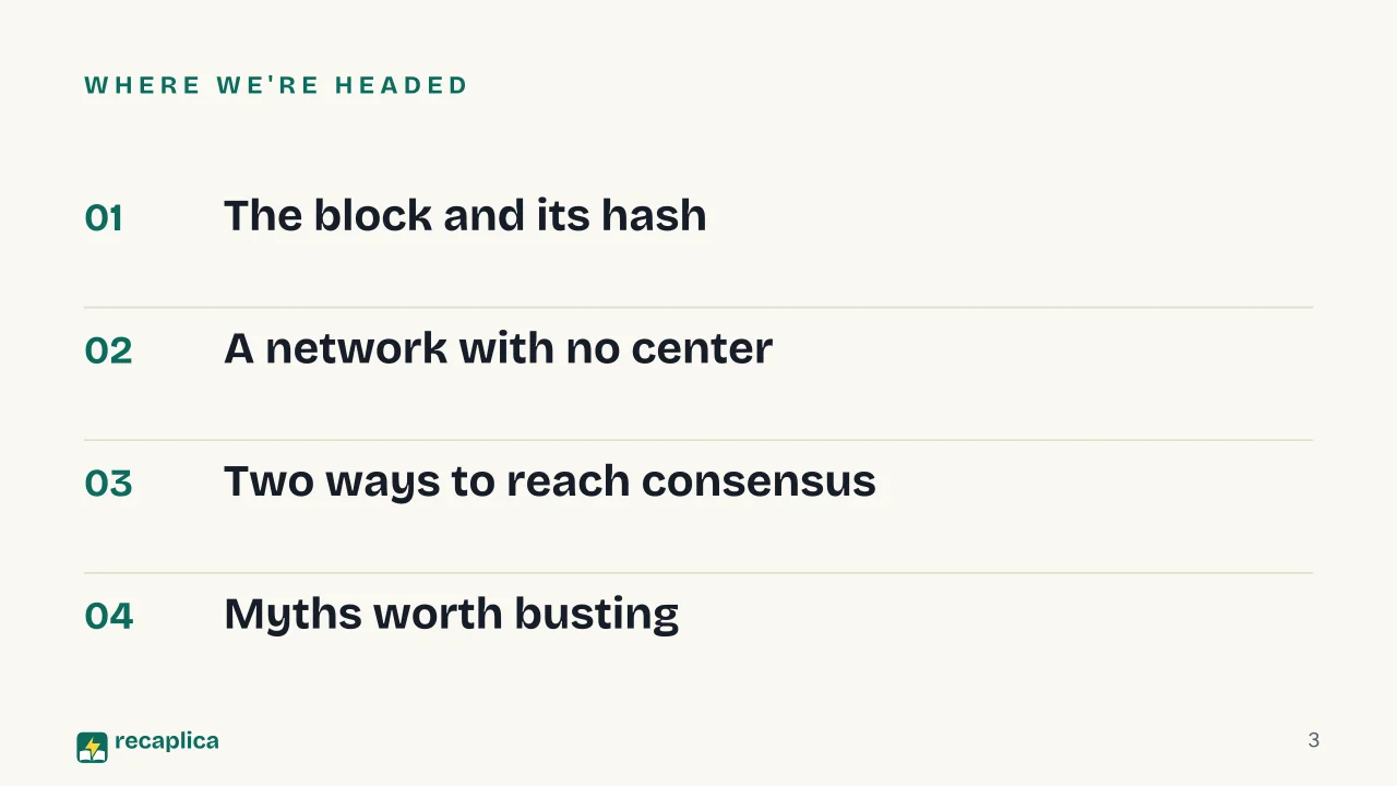 Slide 3 of the presentation on Blockchain: Where we're headed
