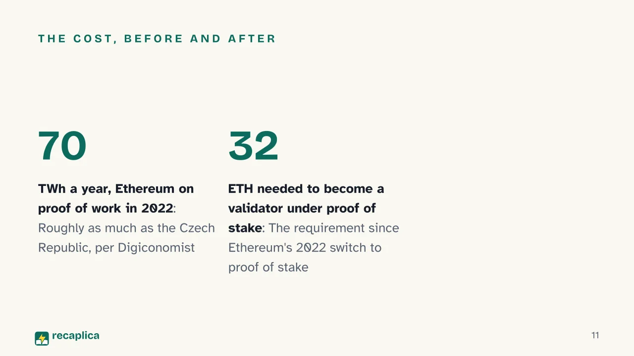 Slide 11 of the presentation on Blockchain: The cost, before and after
