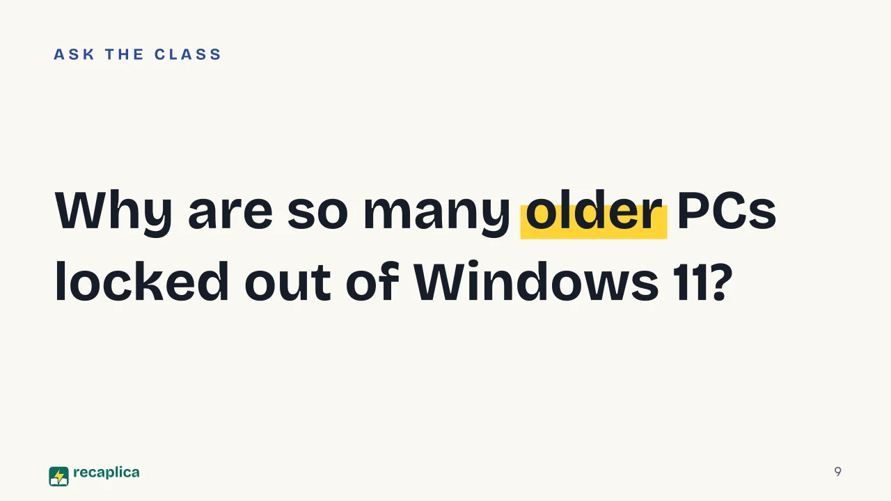 Slide 9 of the presentation on Windows vs macOS vs Linux: Why are so many older PCs locked out of Windows 11?