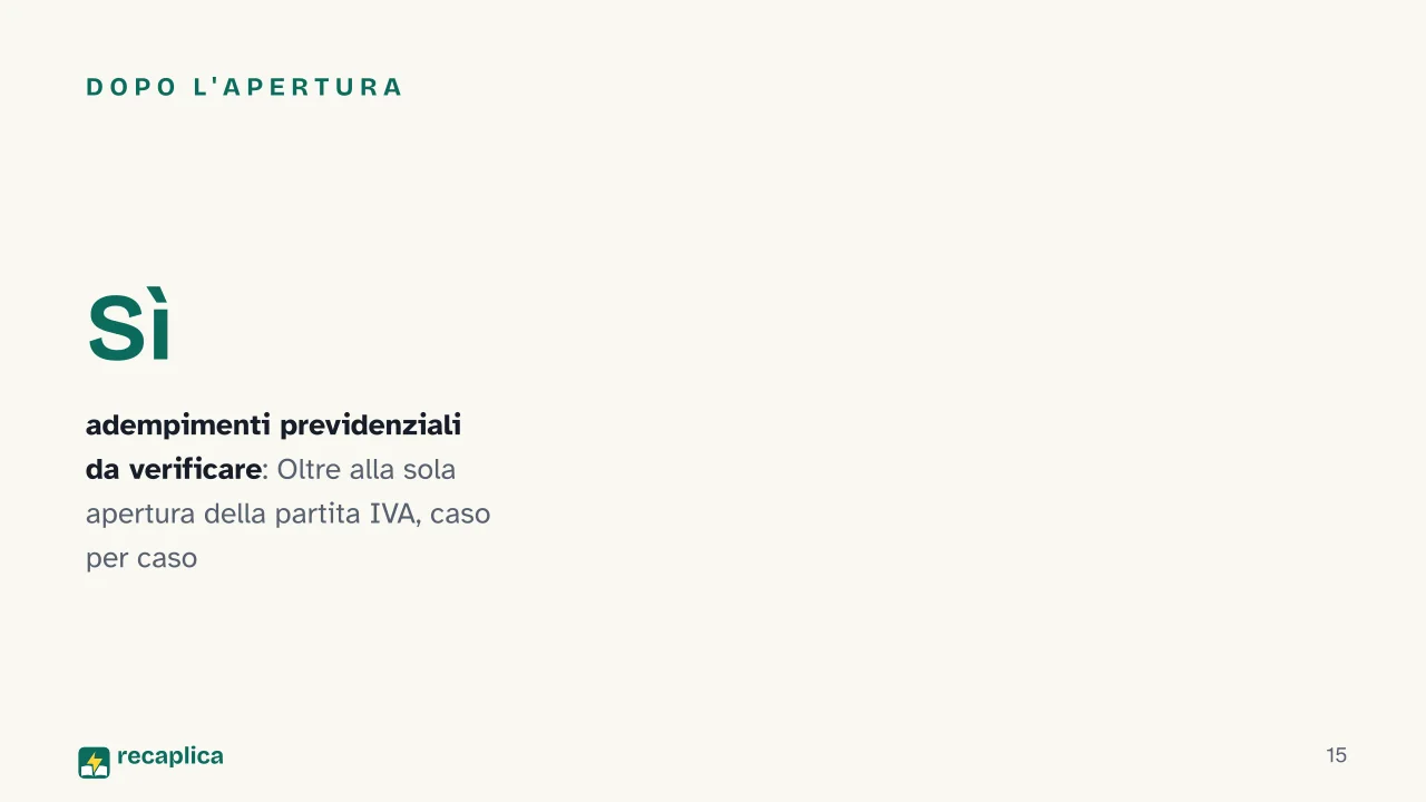 Slide 15 della presentazione su Come aprire una Partita IVA in regime forfettario: Dopo l'apertura