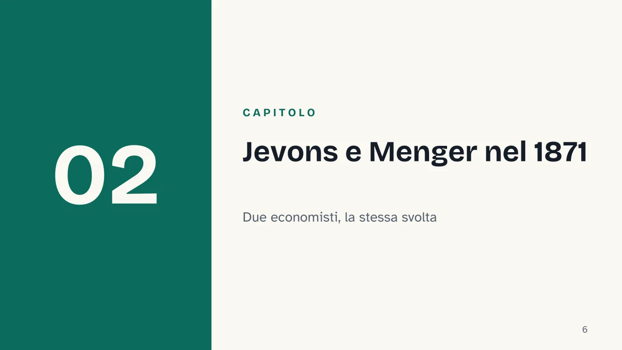 Slide 6 della presentazione su Economia neoclassica: Capitolo 02: Jevons e Menger nel 1871