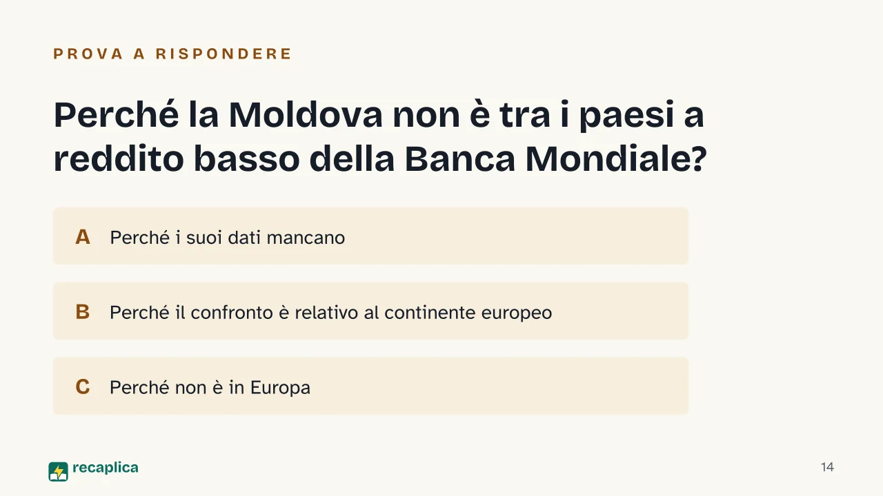 Slide 14 della presentazione su Paesi più poveri del mondo: Perché la Moldova non è tra i paesi a reddito basso della Banca Mondiale?