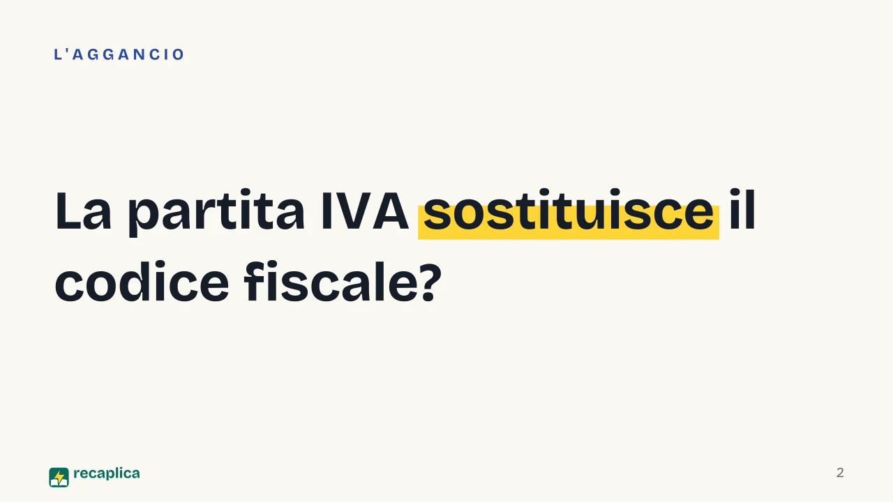 Slide 2 della presentazione su Partita IVA: La partita IVA sostituisce il codice fiscale?