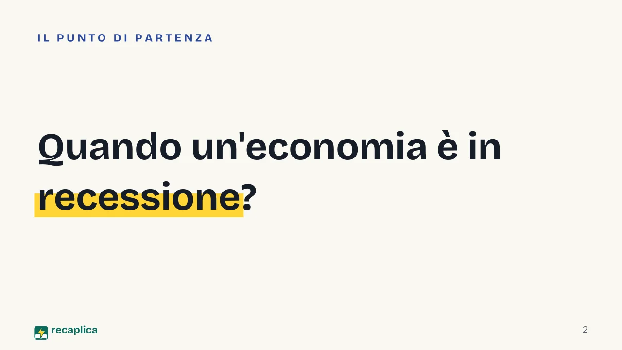 Slide 2 della presentazione su La recessione: Quando un'economia è in recessione?