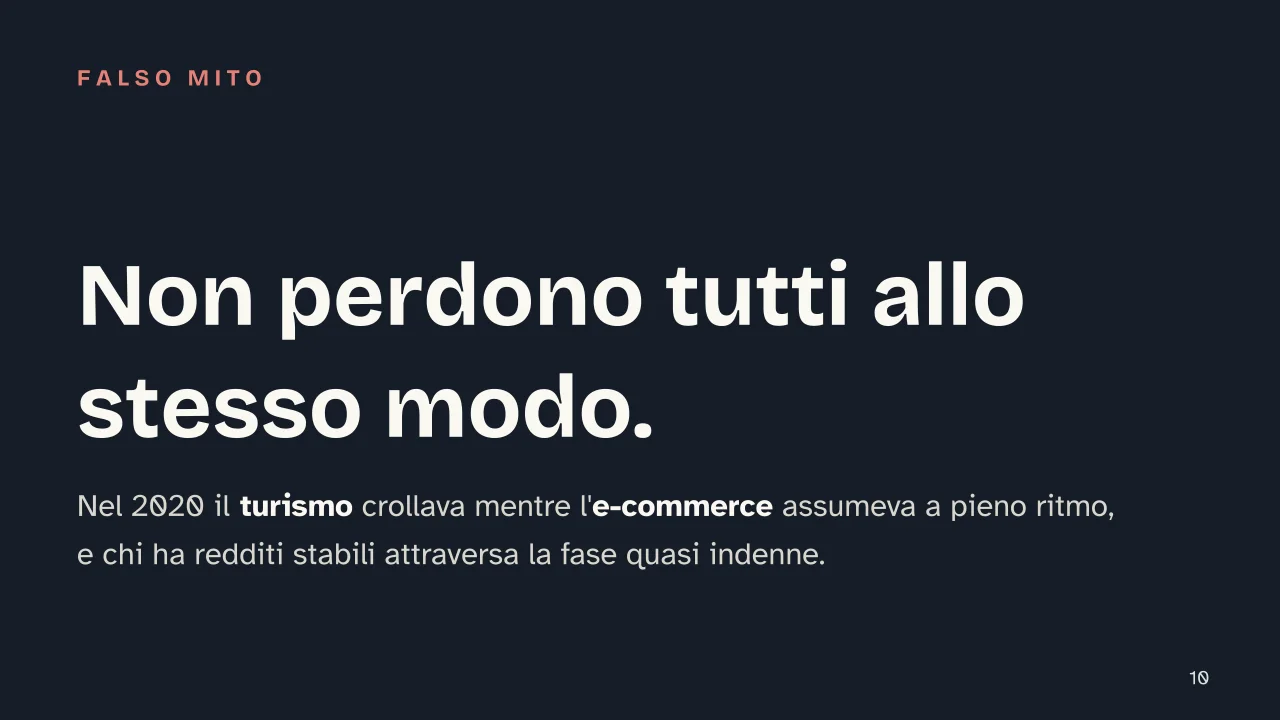 Slide 10 della presentazione su La recessione: Non perdono tutti allo stesso modo.