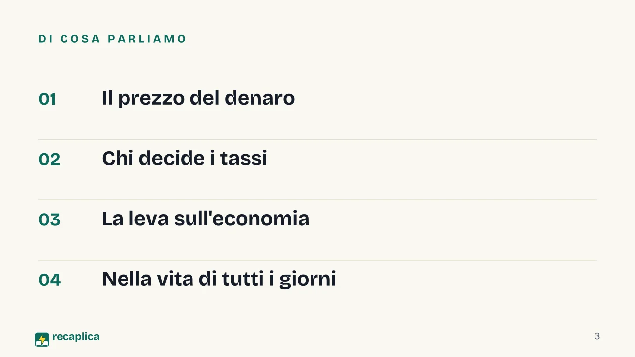 Slide 3 della presentazione su I tassi di interesse: Di cosa parliamo