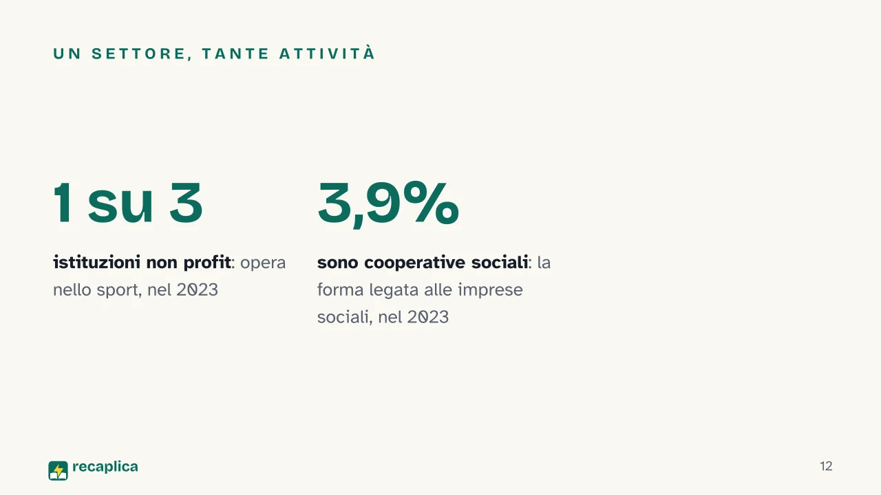 Slide 12 della presentazione su Terzo settore: Un settore, tante attività
