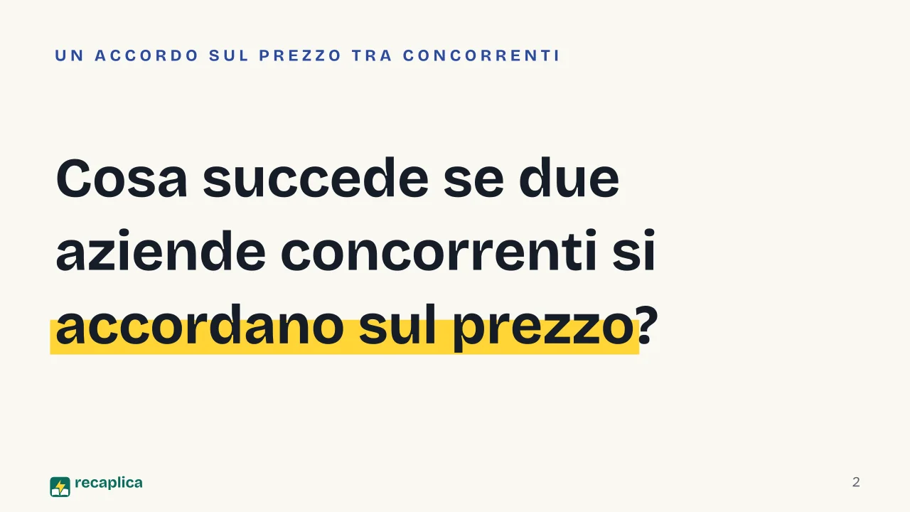 Slide 2 della presentazione su Antitrust: Cosa succede se due aziende concorrenti si accordano sul prezzo?