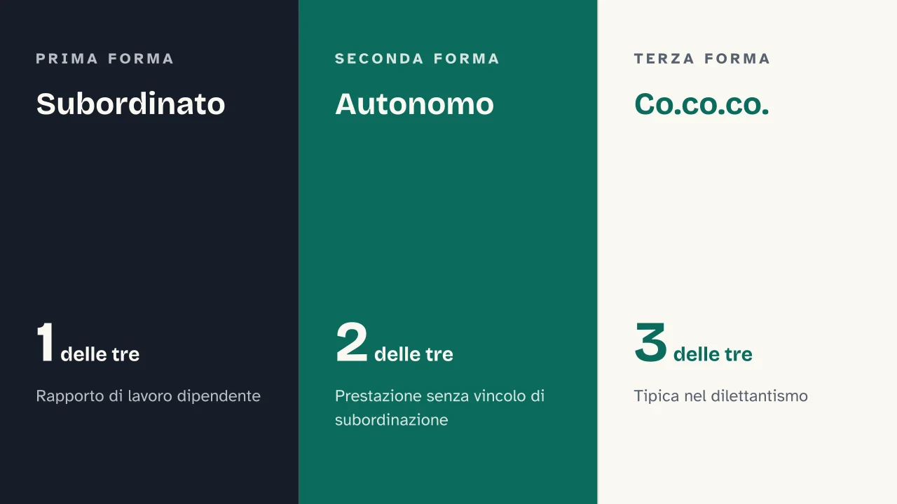 Slide 14 della presentazione su CCNL Impianti Sportivi e Palestre: Subordinato · Autonomo · Co.co.co.
