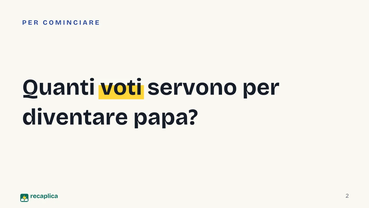 Slide 2 della presentazione su Conclave: Quanti voti servono per diventare papa?