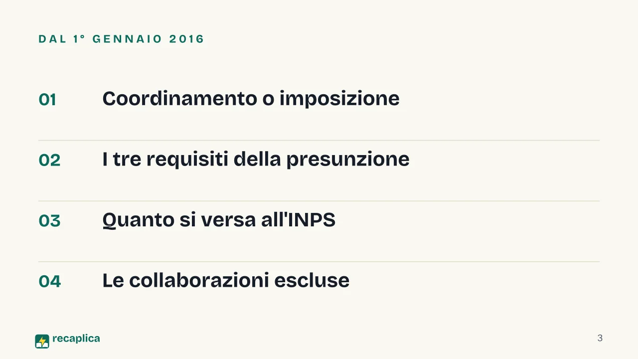 Slide 3 della presentazione su Co.co.co: Dal 1° gennaio 2016