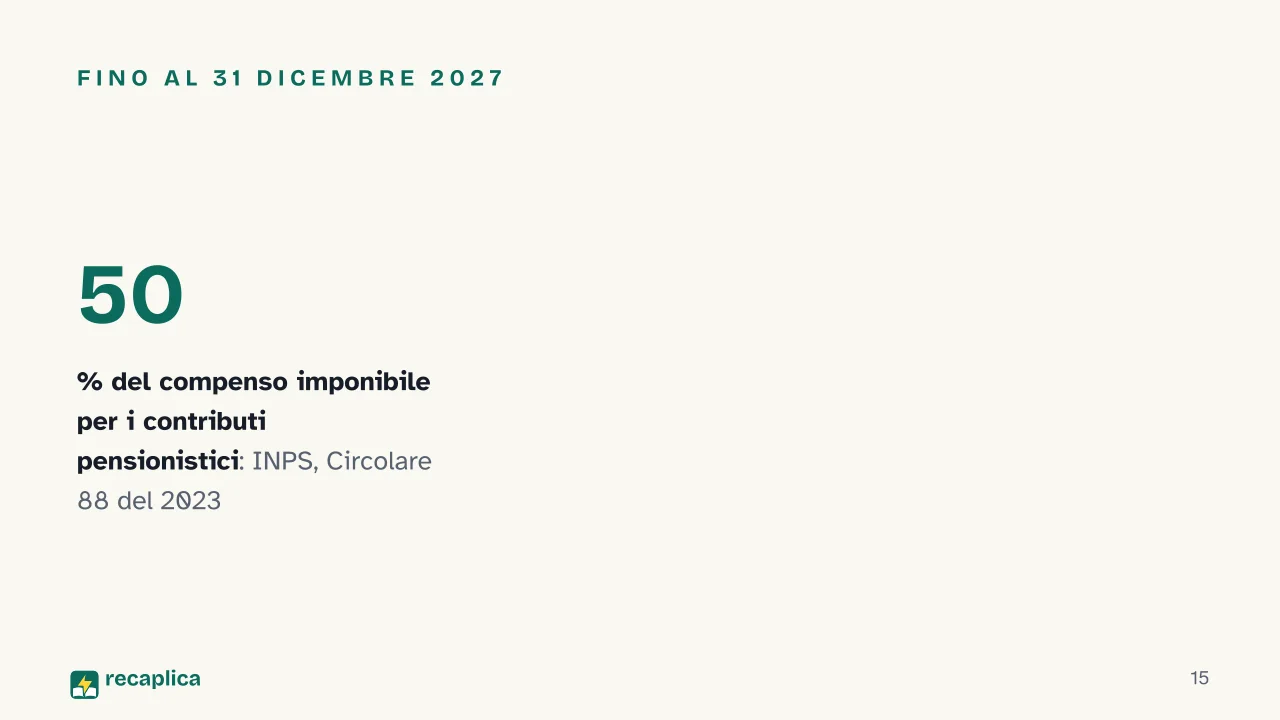 Slide 15 della presentazione su Contratto di collaborazione sportiva: Fino al 31 dicembre 2027
