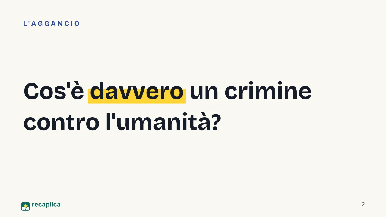 Slide 2 della presentazione su Crimini contro l'umanità: Cos'è davvero un crimine contro l'umanità?