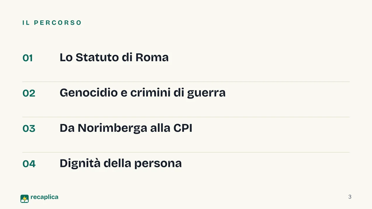 Slide 3 della presentazione su Crimini contro l'umanità: Il percorso
