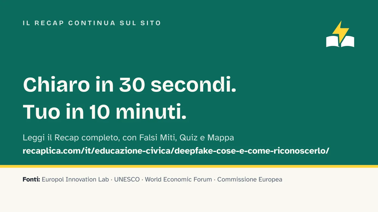 Slide 14 della presentazione su Deepfake: Il Recap continua sul sito
