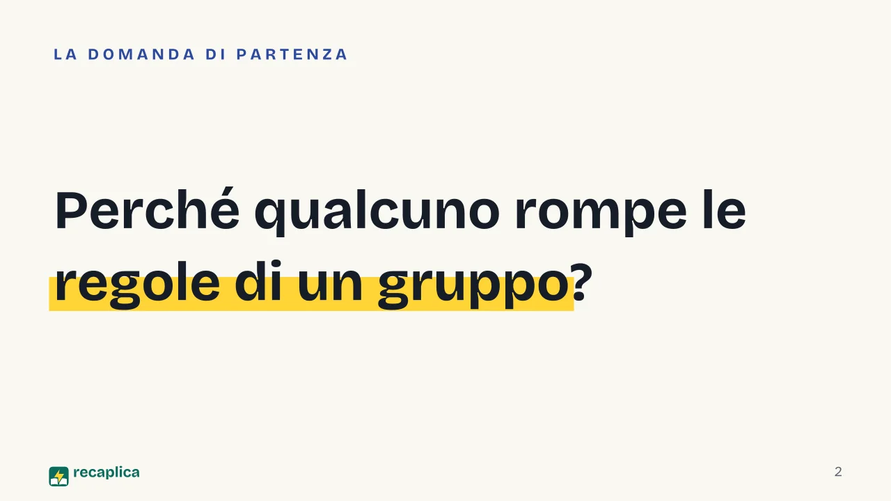 Slide 2 della presentazione su Devianza: Perché qualcuno rompe le regole di un gruppo?