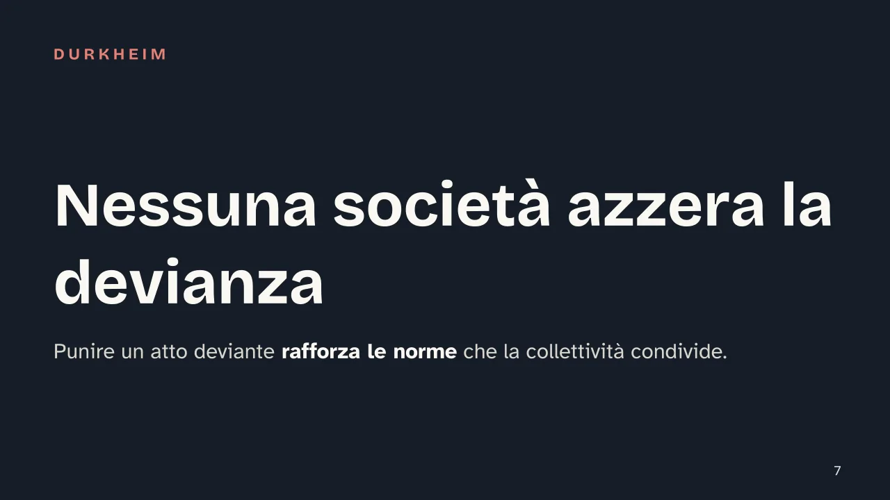 Slide 7 della presentazione su Devianza: Nessuna società azzera la devianza