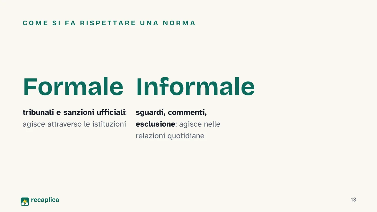 Slide 13 della presentazione su Devianza: Come si fa rispettare una norma