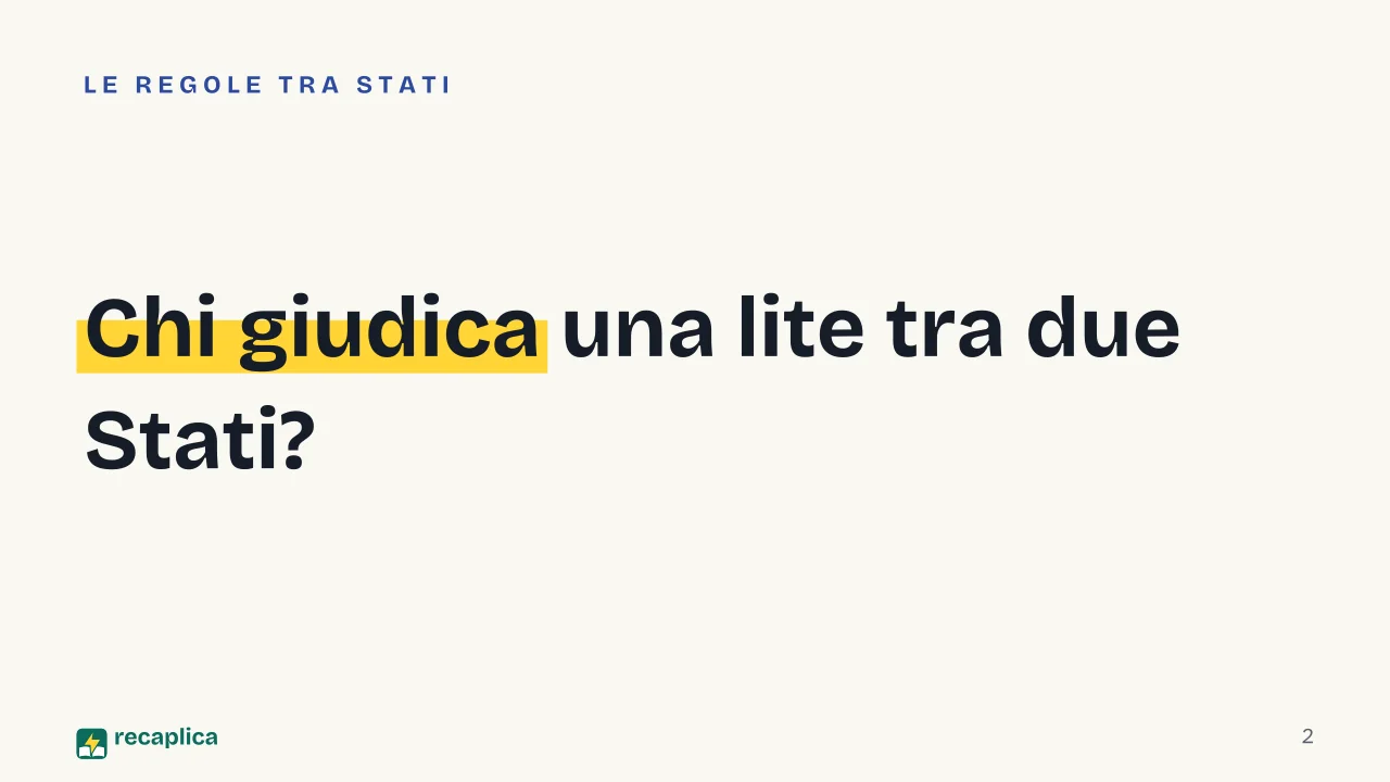 Slide 2 della presentazione su Diritto internazionale: Chi giudica una lite tra due Stati?