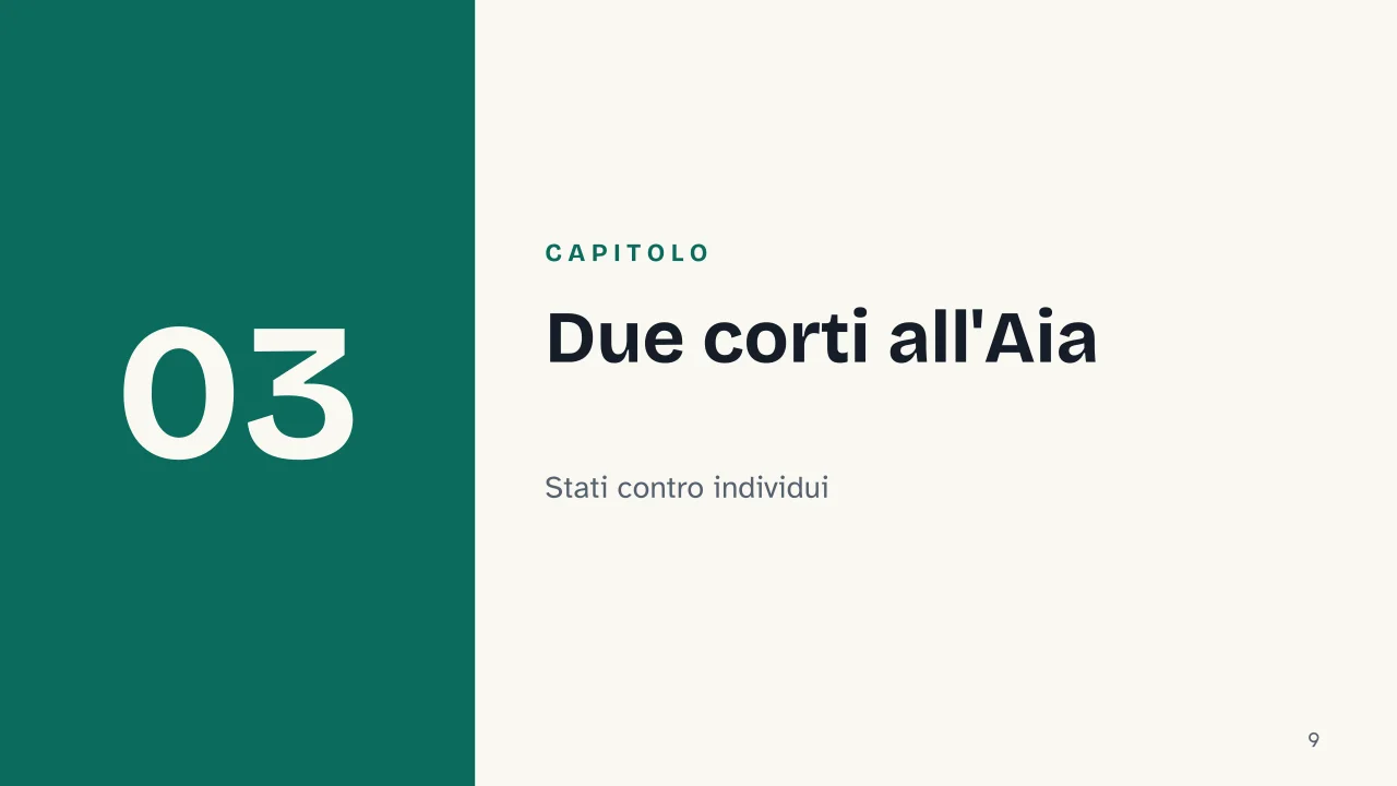 Slide 9 della presentazione su Diritto internazionale: Capitolo 03: Due corti all'Aia