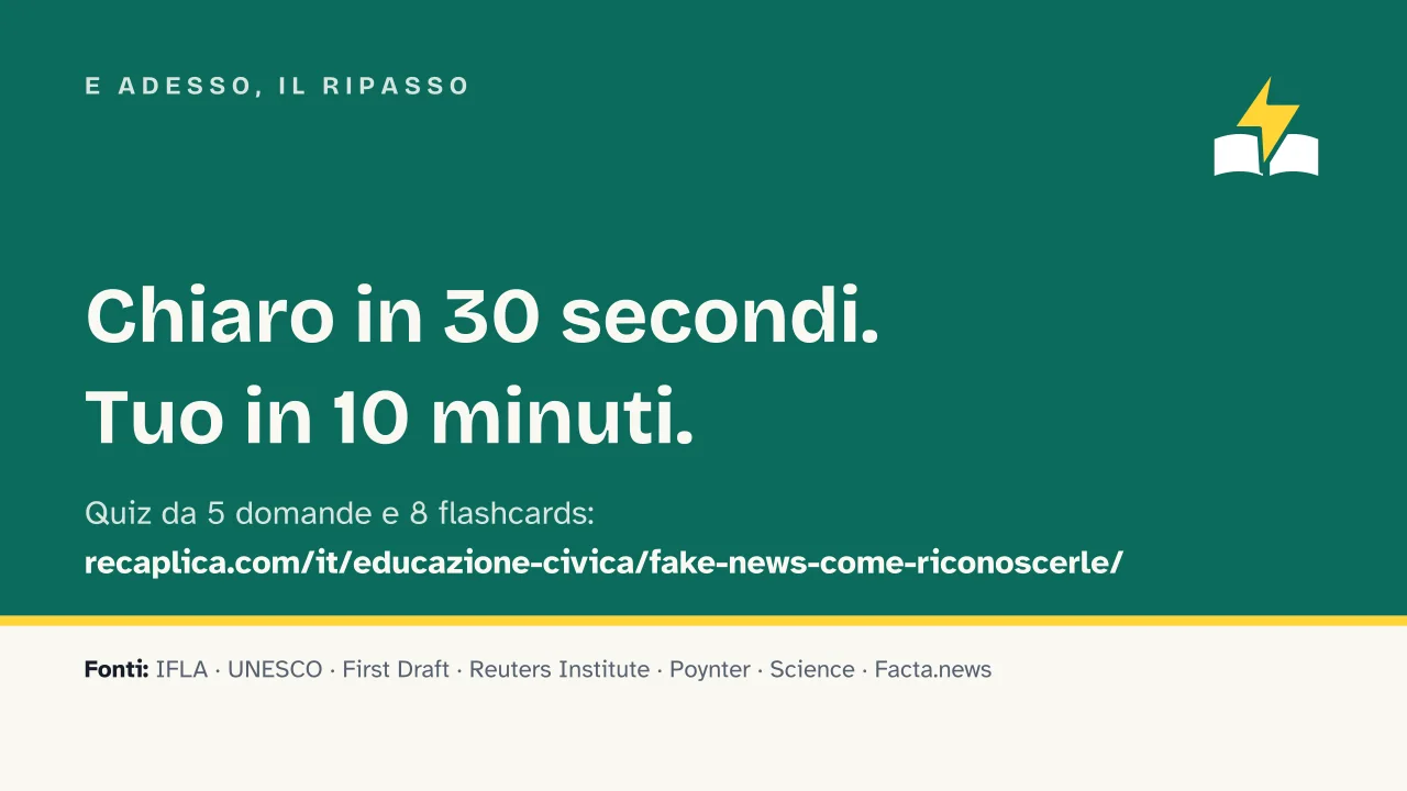 Slide 18 della presentazione su Fake news: E adesso, il ripasso
