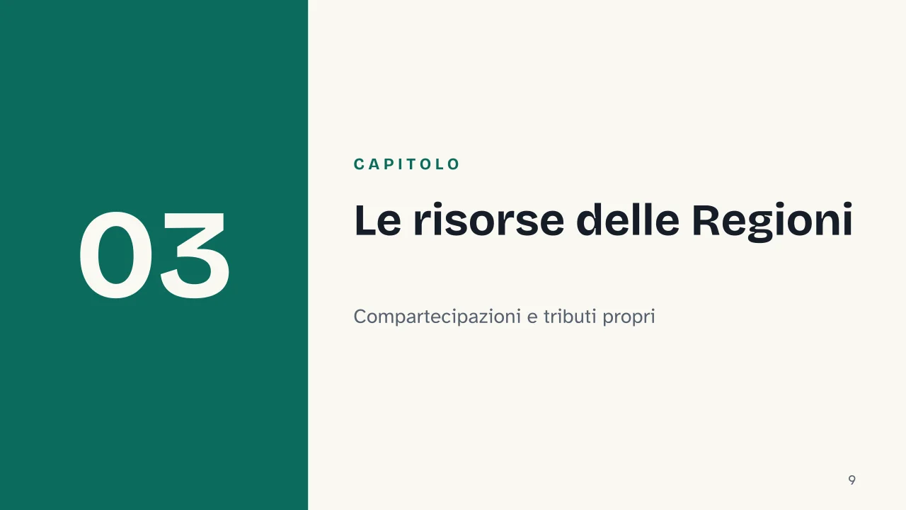 Slide 9 della presentazione su Federalismo fiscale: Capitolo 03: Le risorse delle Regioni