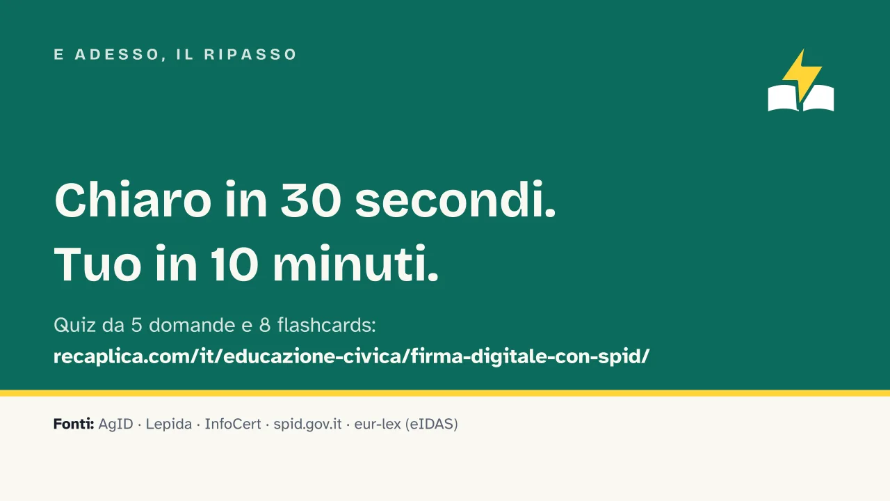 Slide 16 della presentazione su Firma digitale con SPID: E adesso, il ripasso