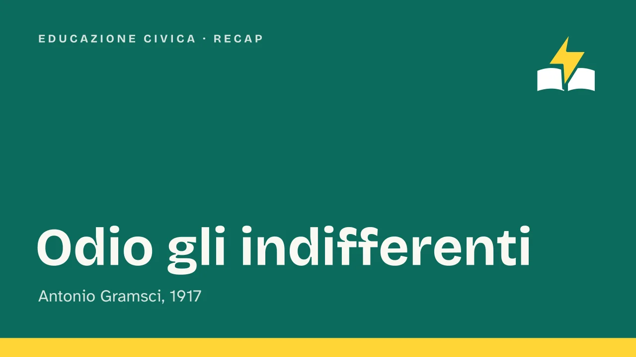 Slide 1 della presentazione su «Odio gli indifferenti» di Antonio Gramsci: Odio gli indifferenti