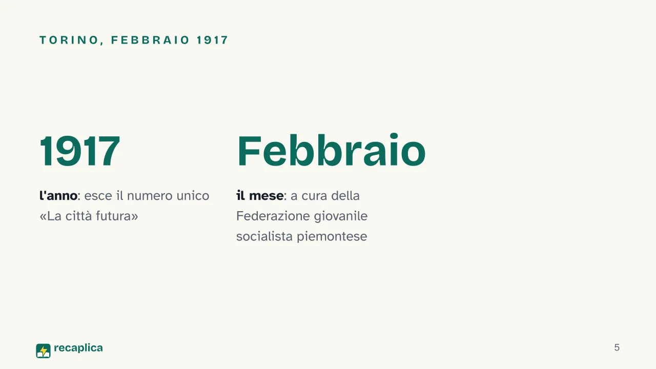 Slide 5 della presentazione su «Odio gli indifferenti» di Antonio Gramsci: Torino, febbraio 1917