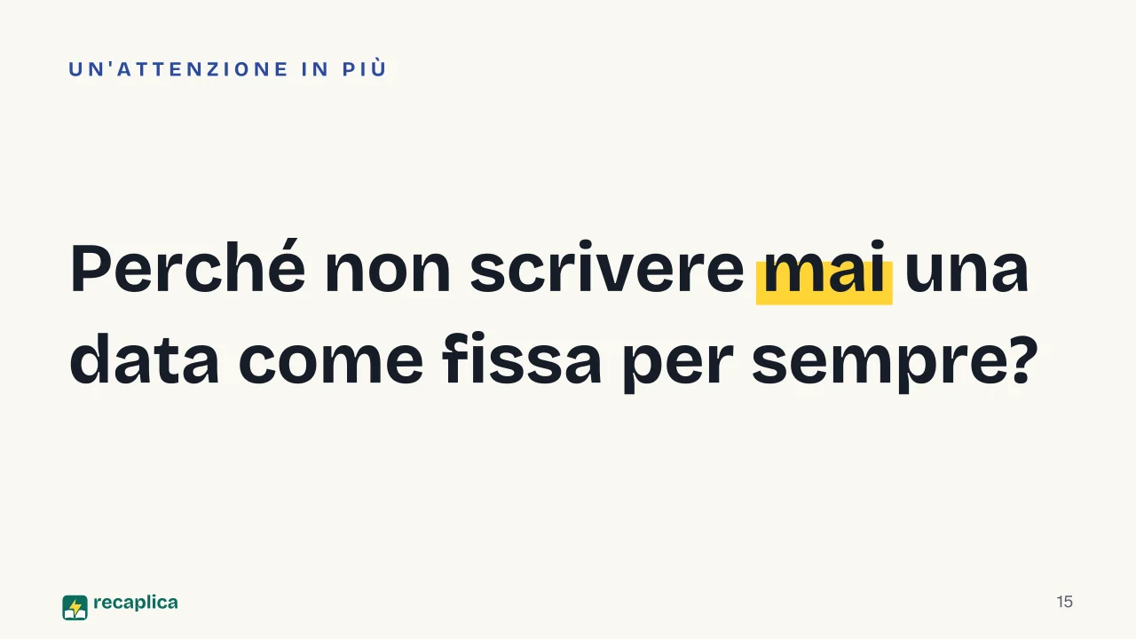 Slide 15 della presentazione su Quando inizia la scuola in Europa: Perché non scrivere mai una data come fissa per sempre?