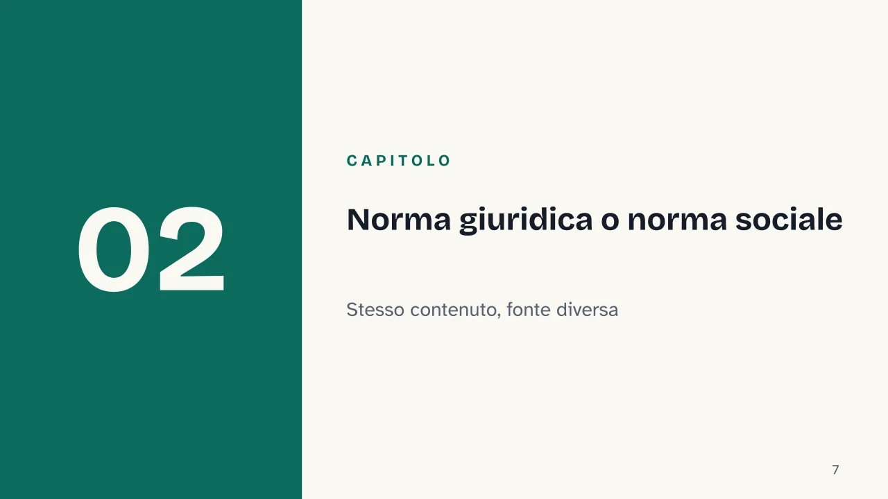 Slide 7 della presentazione su Norma giuridica: Capitolo 02: Norma giuridica o norma sociale