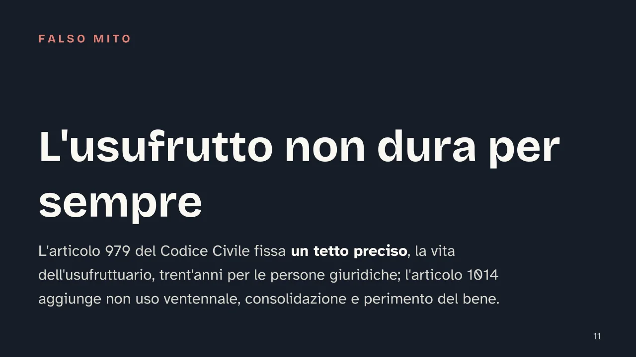 Slide 11 della presentazione su Nuda proprietà: L'usufrutto non dura per sempre