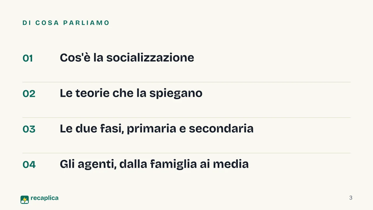 Slide 3 della presentazione su Socializzazione: Di cosa parliamo