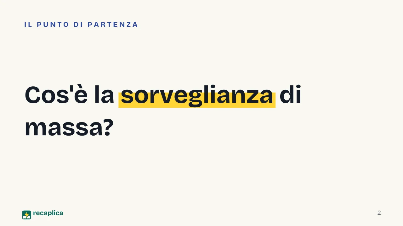 Slide 2 della presentazione su Sorveglianza di massa: Cos'è la sorveglianza di massa?