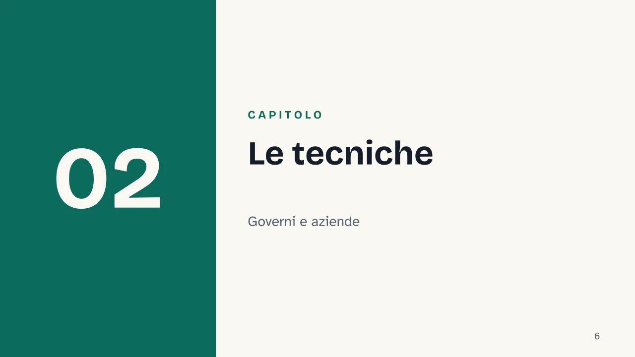 Slide 6 della presentazione su Sorveglianza di massa: Capitolo 02: Le tecniche