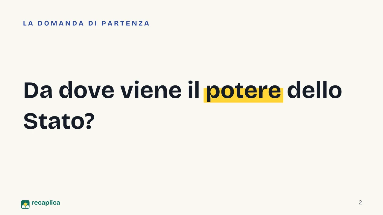 Slide 2 della presentazione su Sovranità popolare e cittadinanza: Da dove viene il potere dello Stato?