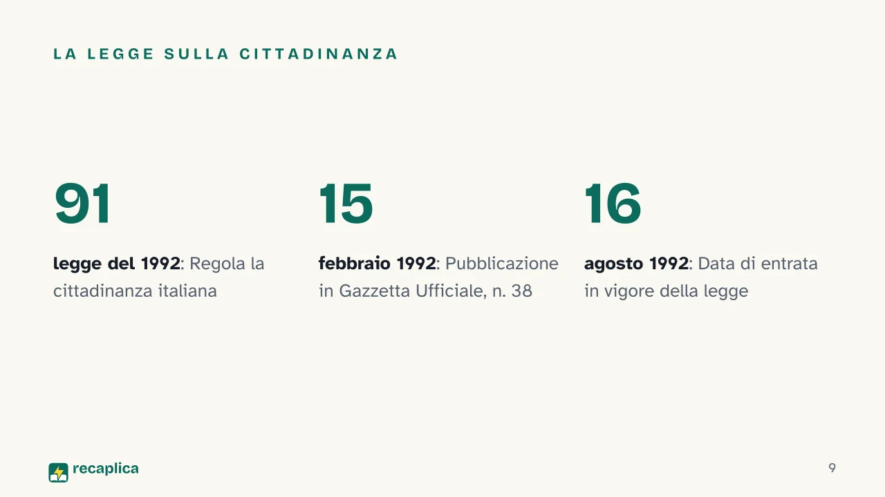 Slide 9 della presentazione su Sovranità popolare e cittadinanza: La legge sulla cittadinanza