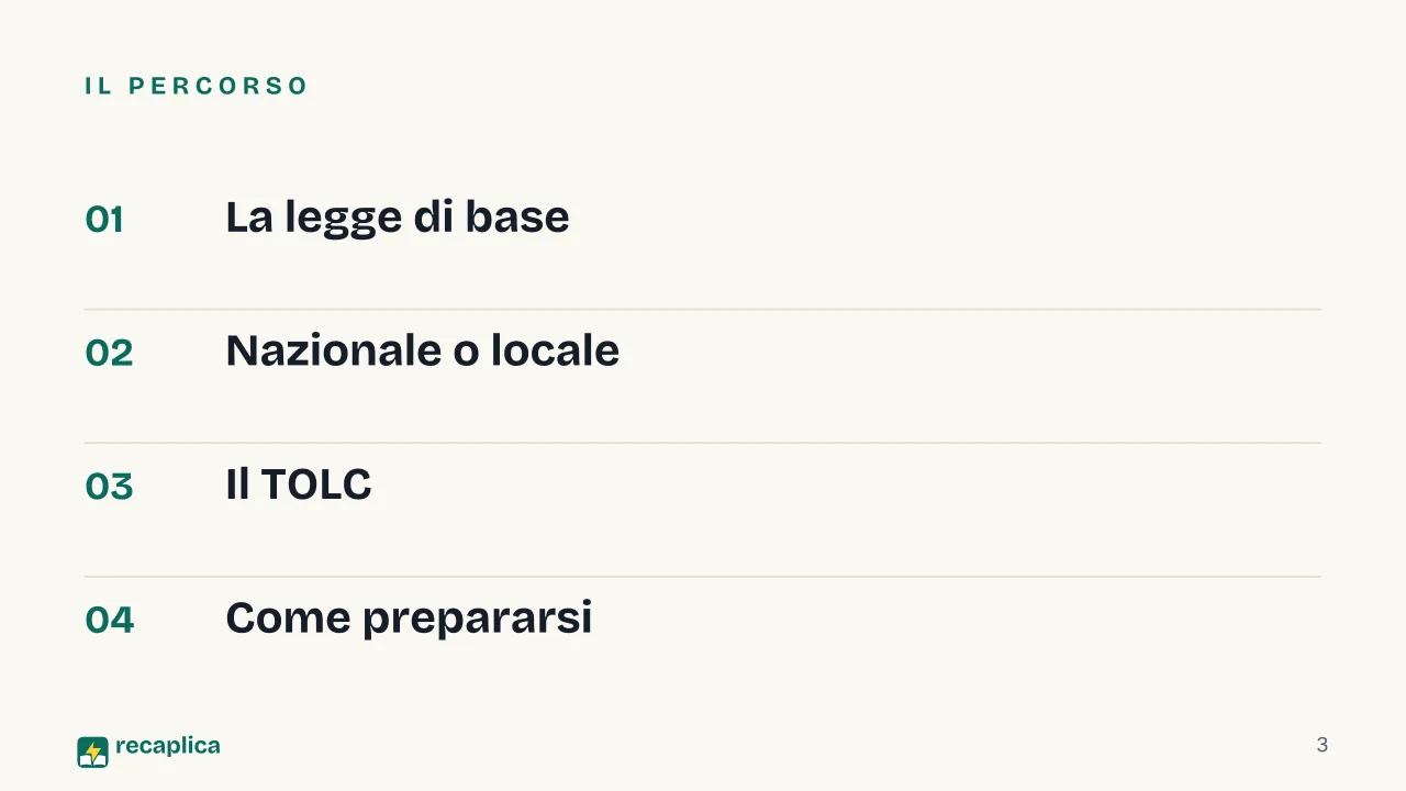Slide 3 della presentazione su Test ingresso università: Il percorso