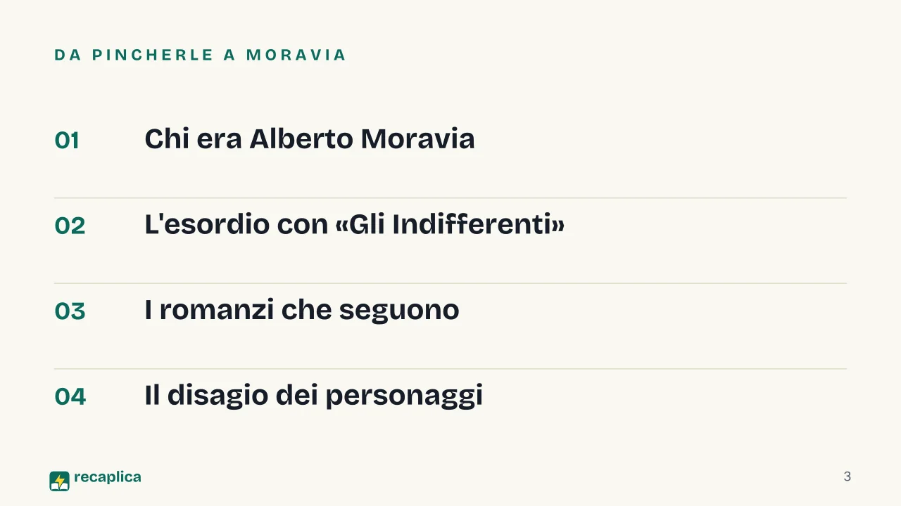 Slide 3 della presentazione su Alberto Moravia: Da Pincherle a Moravia