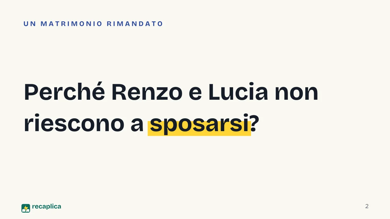 Slide 2 della presentazione su Alessandro Manzoni e I Promessi Sposi: Perché Renzo e Lucia non riescono a sposarsi?