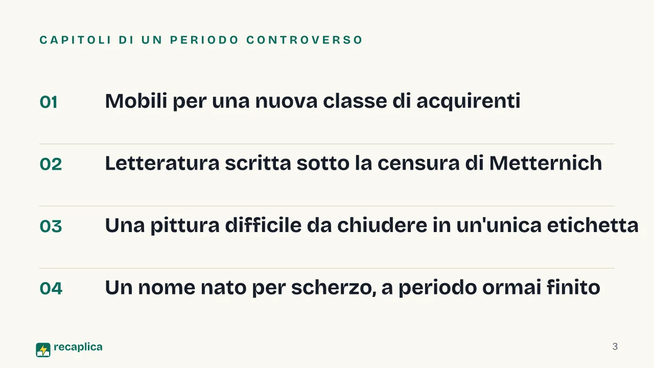 Slide 3 della presentazione su Biedermeier: Capitoli di un periodo controverso