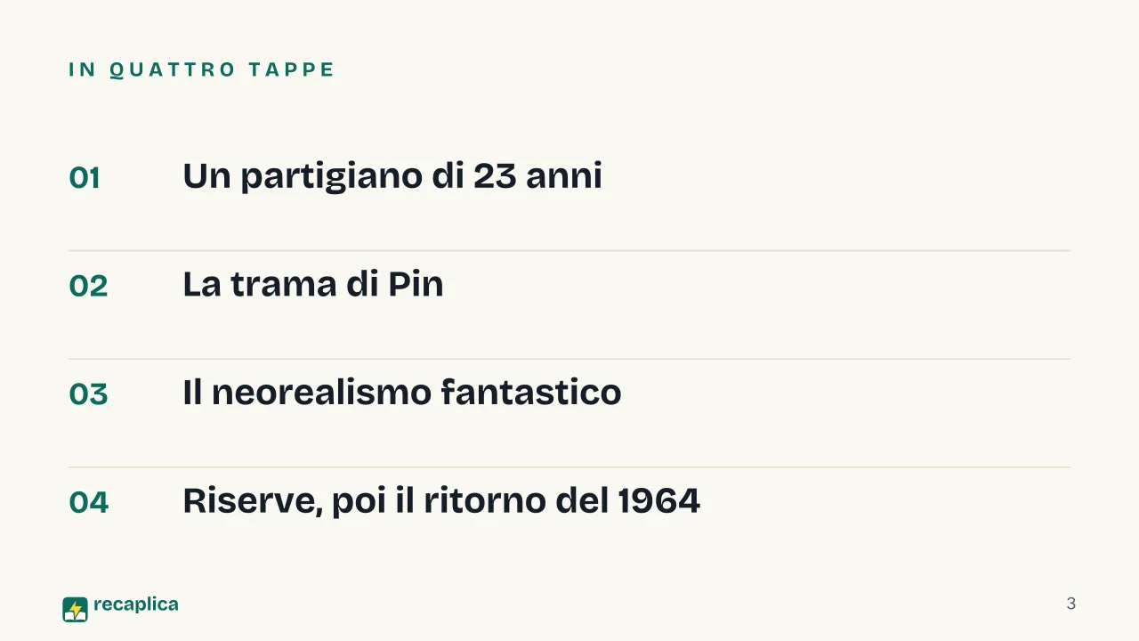 Slide 3 della presentazione su Il sentiero dei nidi di ragno di Calvino: In quattro tappe