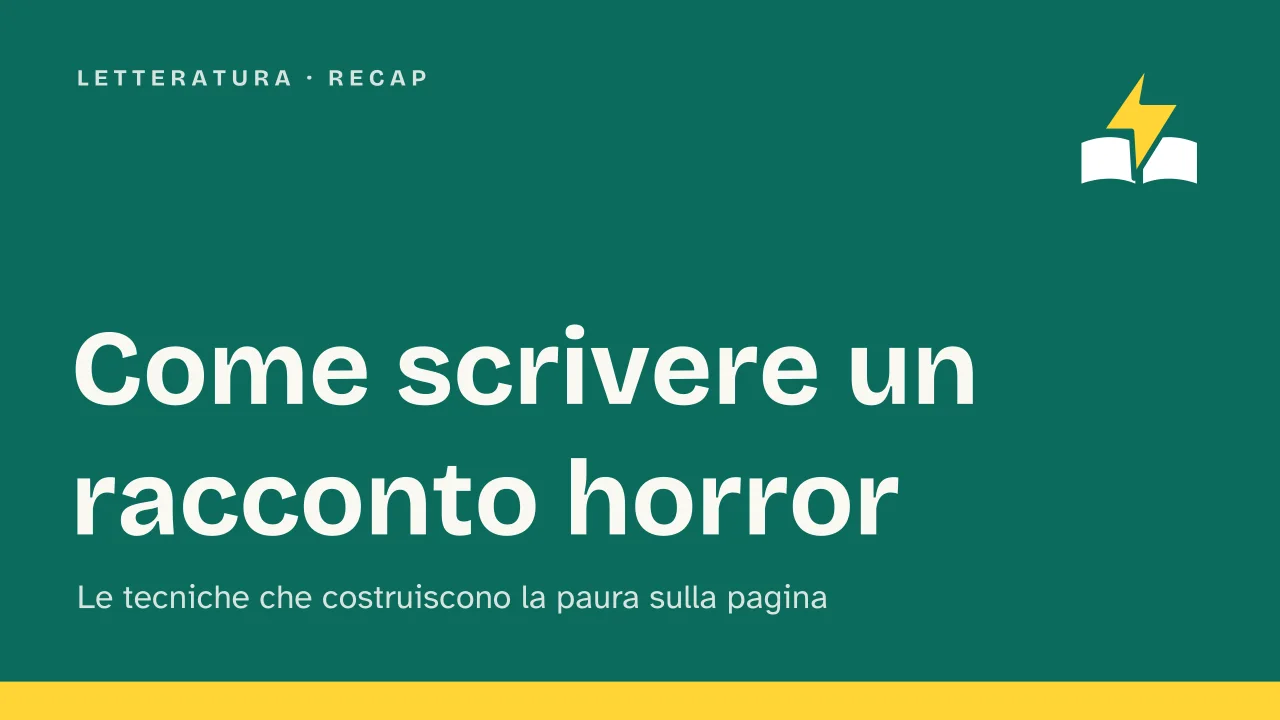 Slide 1 della presentazione su Come scrivere un racconto horror, le tecniche che costruiscono la paura: Come scrivere un racconto horror