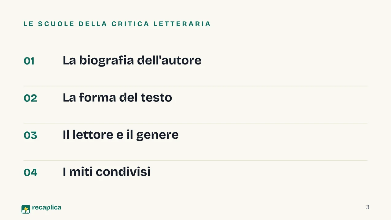 Slide 3 della presentazione su Critica letteraria: Le scuole della critica letteraria