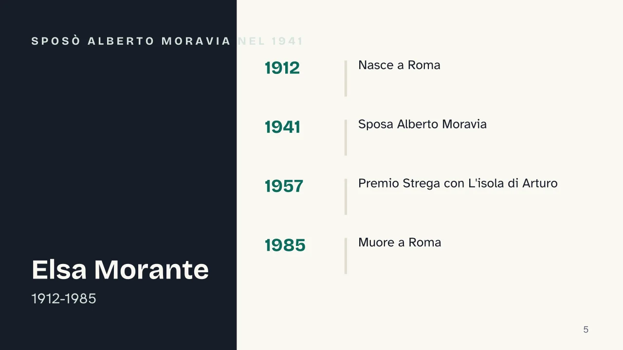 Slide 5 della presentazione su La Storia di Elsa Morante, trama e caso editoriale: Sposò Alberto Moravia nel 1941