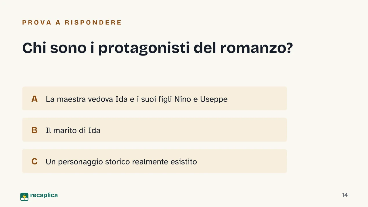 Slide 14 della presentazione su La Storia di Elsa Morante, trama e caso editoriale: Chi sono i protagonisti del romanzo?
