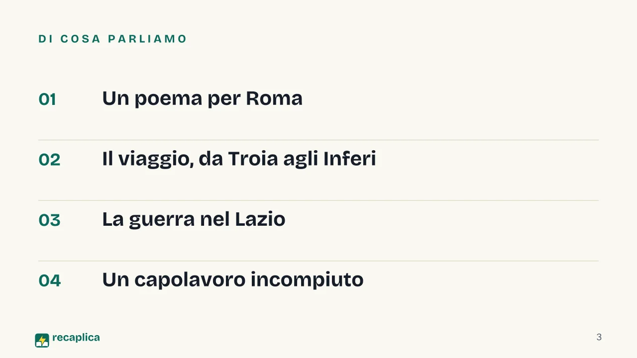 Slide 3 della presentazione su Eneide di Virgilio: Di cosa parliamo